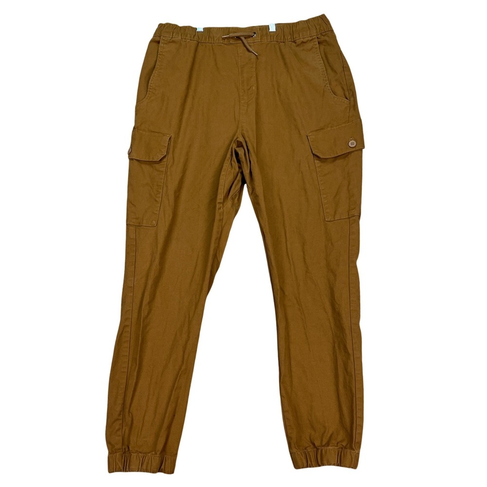 Airwalk Cargo Jogger Pants Mens Large Brown Flap Pockets Stretch Utility EUC
